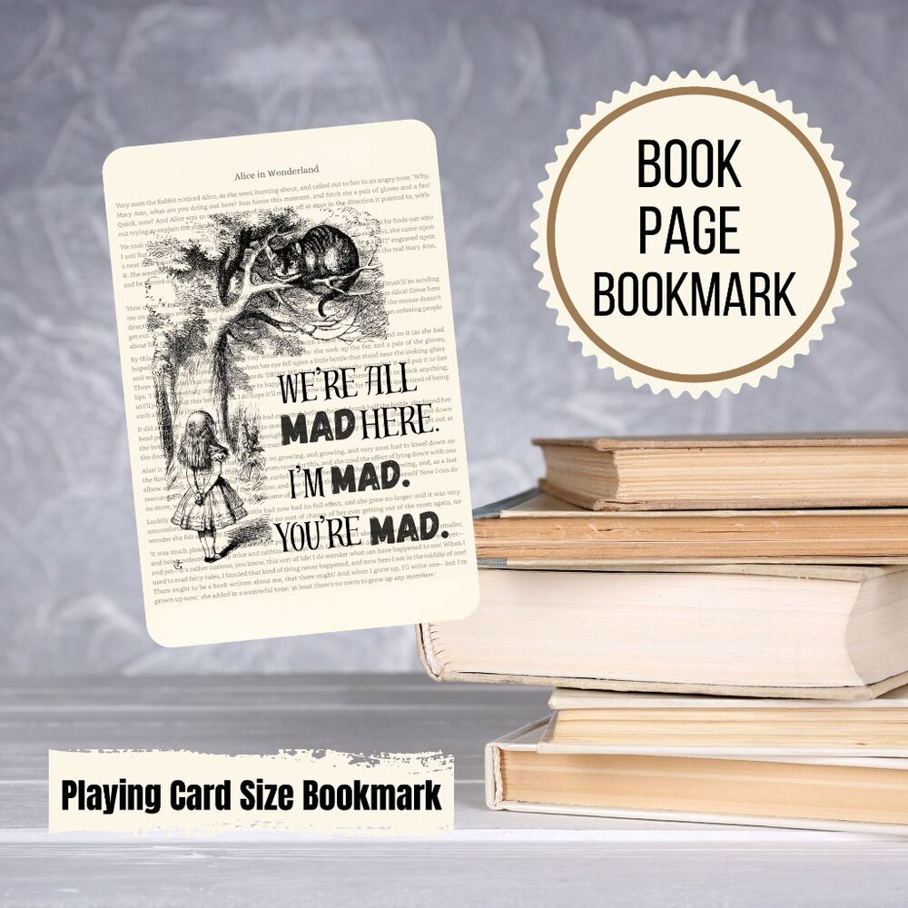 Alice in Wonderland Book Page Bookmark, Unique Bookmark